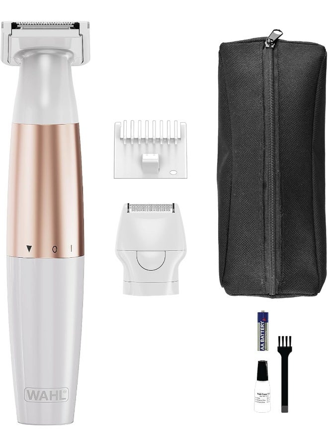 WAHL Ladies Trim And Shave Bikini Trimmer, Cordless Battery Powered Bikini Trimmer For Women, 2-In-1 Personal Groomer With Trimmer And Shaver Heads, Washable Blades, Compact Travel Design - 3028668 Off White - Image 1