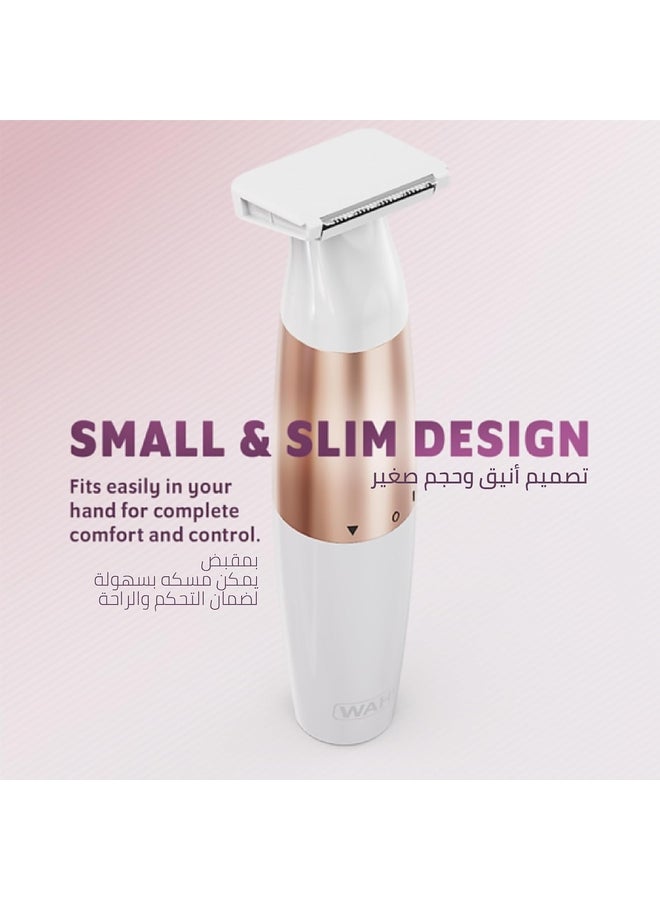 WAHL Ladies Trim & Shave Bikini Trimmer, Cordless Battery Powered Bikini Trimmer for Women, 2-in-1 Personal Groomer with Trimmer & Shaver Heads, Washable Blades, Compact Travel Design - 3028668 Off White - Image 2