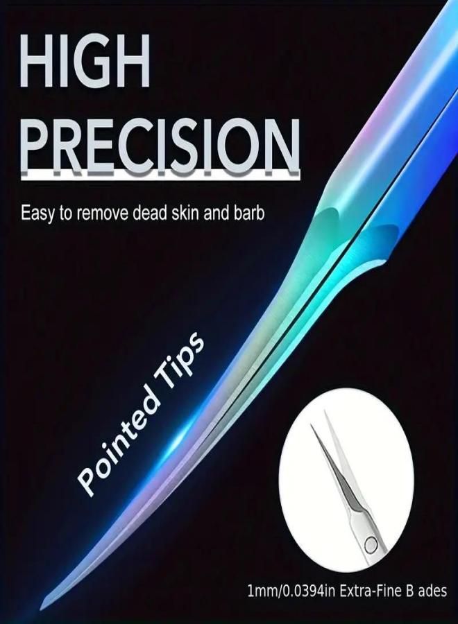 Long-handled stainless steel dead skin scissors, super-pointed elbow nail art professional scissors to remove dead skin, barbs and exfoliation (colored titanium model) - Image 5
