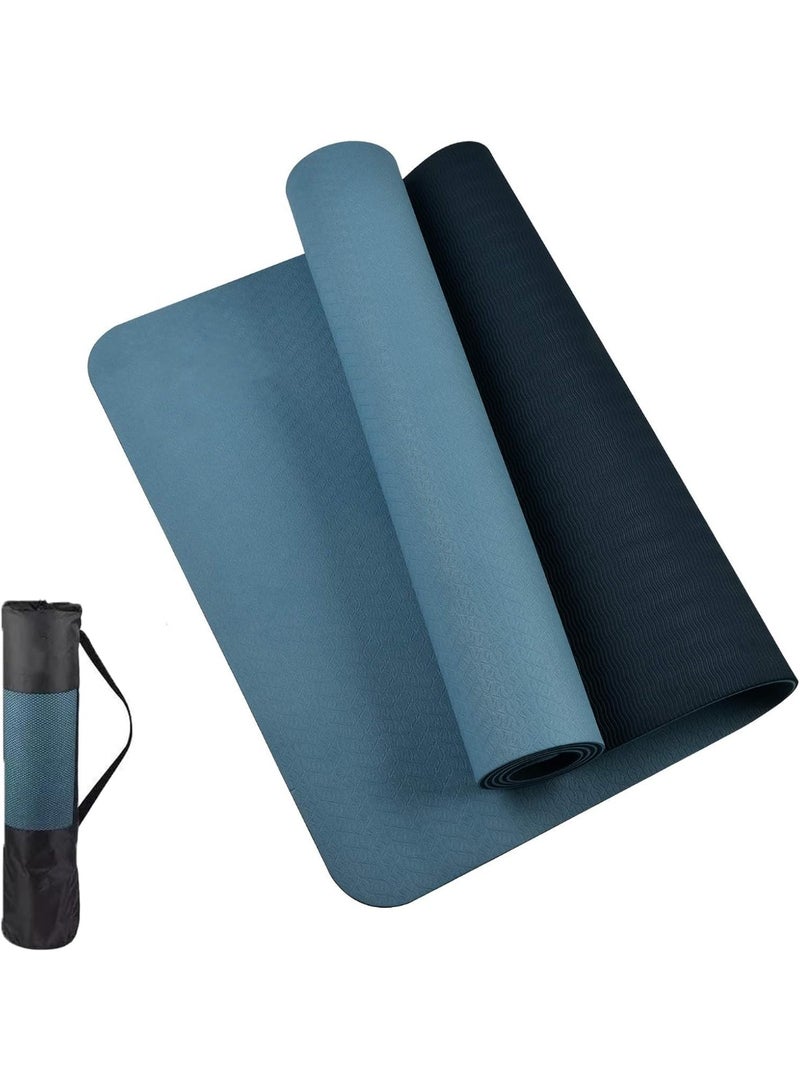 اسم المحتوى ناريلا سجادة يوجا، سجادة تمارين لياقة بدنية سميكة للغاية 6 مم من مادة TPE مع حزام حمل وحقيبة تخزين، سجادات تمرين للنساء والرجال، للاستخدام المنزلي وتمارين البيلاتس والأرضيات - Image 1