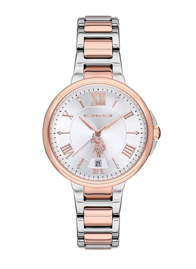 U.S. Polo Assn. U.S. Polo Assn. Stile 35mm Ladies' Watch with Classic Silver Dial, Gold Bezel & Two-Tone Rose Gold/Silver Bracelet - USPA2012-04, Effortlessly Sophisticated Style  - Image 1