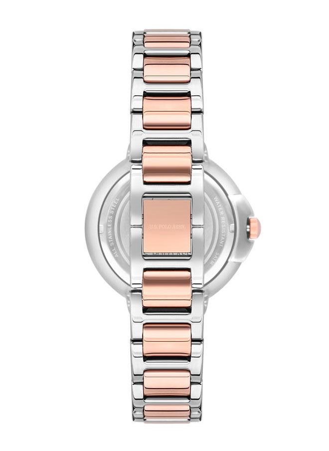 U.S. Polo Assn. U.S. Polo Assn. Stile 35mm Ladies' Watch with Classic Silver Dial, Gold Bezel & Two-Tone Rose Gold/Silver Bracelet - USPA2012-04, Effortlessly Sophisticated Style  - Image 3
