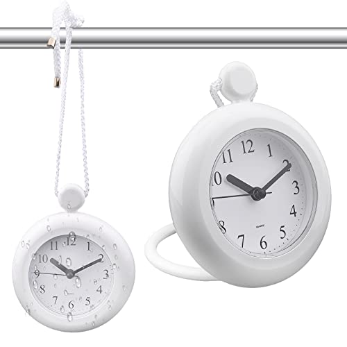 LVOERTUIG Waterproof Bathroom Shower Clock, Silent Dual-Purpose Analog Quartz Clock, White, 4.72 x 5.75 Inches - Image 1