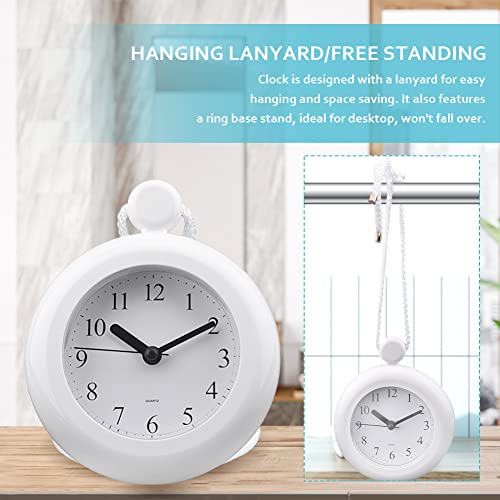 LVOERTUIG Waterproof Bathroom Shower Clock, Silent Dual-Purpose Analog Quartz Clock, White, 4.72 x 5.75 Inches - Image 5