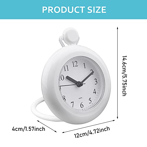 LVOERTUIG Waterproof Bathroom Shower Clock, Silent Dual-Purpose Analog Quartz Clock, White, 4.72 x 5.75 Inches - Image 2
