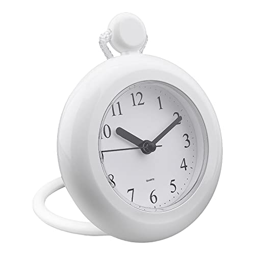 LVOERTUIG Waterproof Bathroom Shower Clock, Silent Dual-Purpose Analog Quartz Clock, White, 4.72 x 5.75 Inches - Image 3