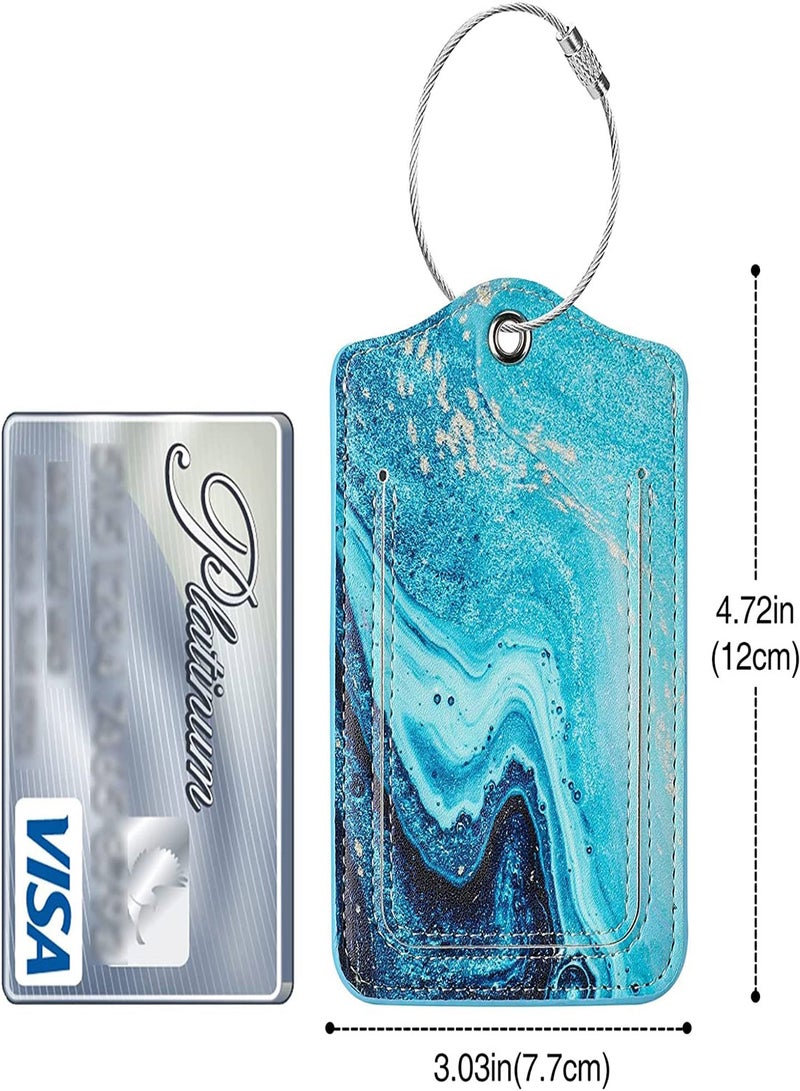 مجموعة بطاقات تعريف الأمتعة للسفر، 2 حزمة لحماية الخصوصية، بطاقات جلدية PU متينة مع حلقات من الفولاذ المقاوم للصدأ، بطاقة تعريف اسم معتمدة من TSA للأمتعة - Image 3