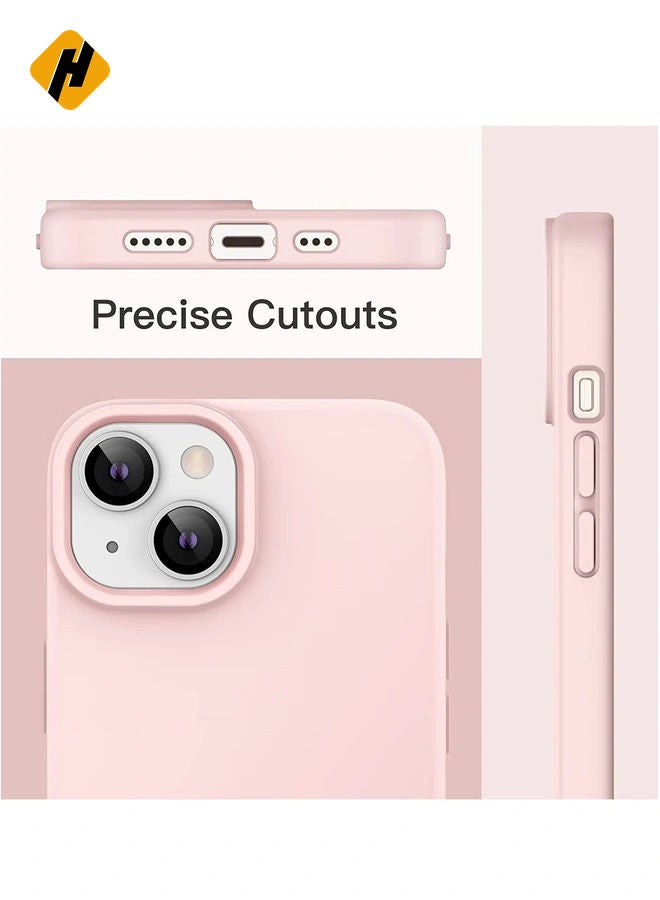 HuHa Silicone Case for iPhone 14 6.1-Inch, Silky-Soft Touch Full-Body Protective Phone Case, Shockproof Cover with Microfiber Lining (Pink) - Image 3
