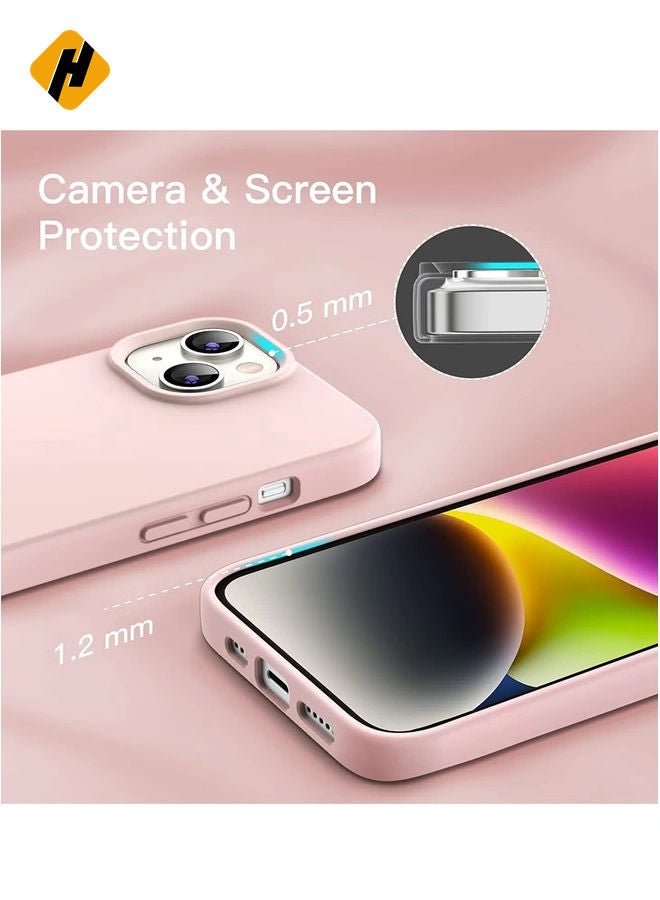 HuHa Silicone Case for iPhone 14 6.1-Inch, Silky-Soft Touch Full-Body Protective Phone Case, Shockproof Cover with Microfiber Lining (Pink) - Image 5
