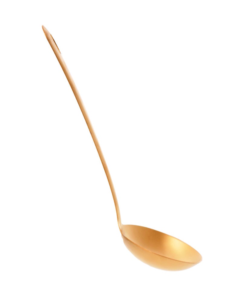 Long-Handled Gold Serving Ladle, Premium Metal Kitchen Utensil, Large Deep Spoon - Image 3