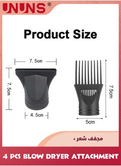 UNUNS 4 Pcs Blow Dryer Attachment,Includes 2 Universal Blow Dryer Nozzle,2 Comb For Curly Straight Hair,Professional Salon Hairdressing Tools,Ionic Salon Hair Dryer Diffuser Essential For Men Women  - Image 4