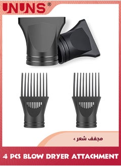 UNUNS 4 Pcs Blow Dryer Attachment,Includes 2 Universal Blow Dryer Nozzle,2 Comb For Curly Straight Hair,Professional Salon Hairdressing Tools,Ionic Salon Hair Dryer Diffuser Essential For Men Women  - Image 1