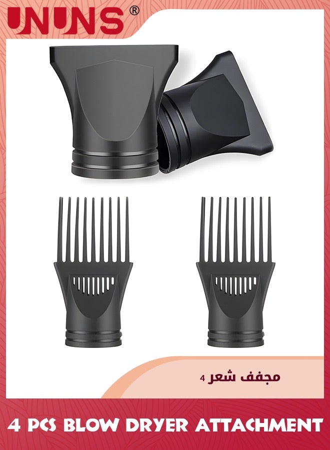 UNUNS 4 Pcs Blow Dryer Attachment,Includes 2 Universal Blow Dryer Nozzle,2 Comb For Curly Straight Hair,Professional Salon Hairdressing Tools,Ionic Salon Hair Dryer Diffuser Essential For Men Women - Image 1