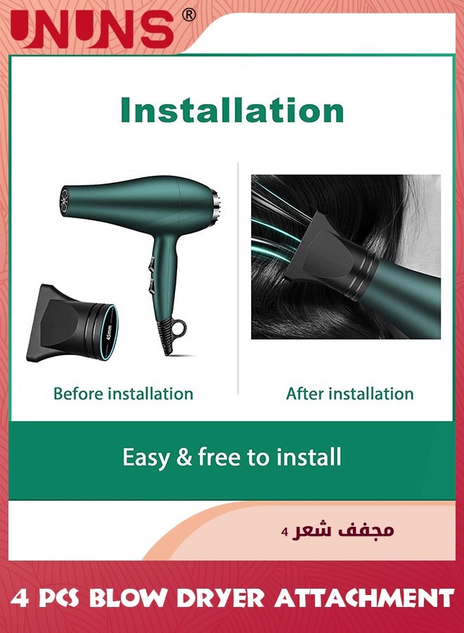UNUNS 4 Pcs Blow Dryer Attachment,Includes 2 Universal Blow Dryer Nozzle,2 Comb For Curly Straight Hair,Professional Salon Hairdressing Tools,Ionic Salon Hair Dryer Diffuser Essential For Men Women - Image 3