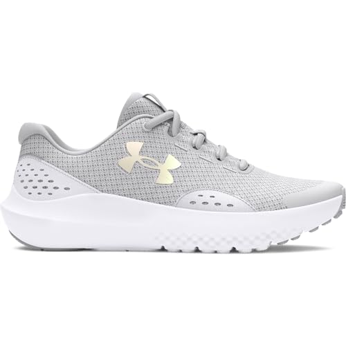 Under Armour Girls' Grade School Surge 4, (100) Halo Gray/White/Iridescent, 4, US - Image 1