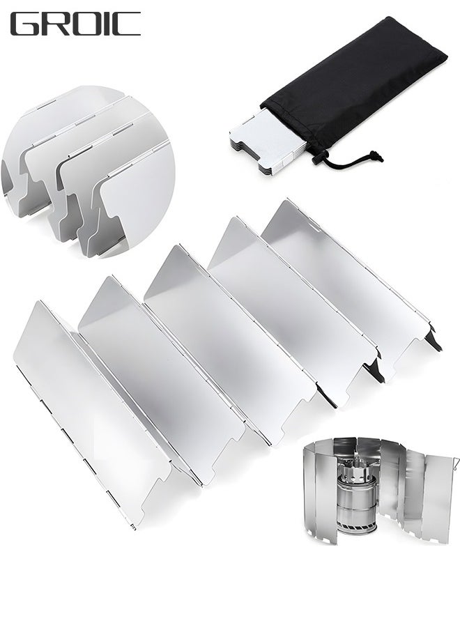 GROIC - Camping Stove Windscreen,10 Panels Wind Shield Aluminium Alloy Windshield Camp Stove Wind Screen for Stove in Camping, Hiking,Portable Outdoor Stove Wind Deflector - Image 1