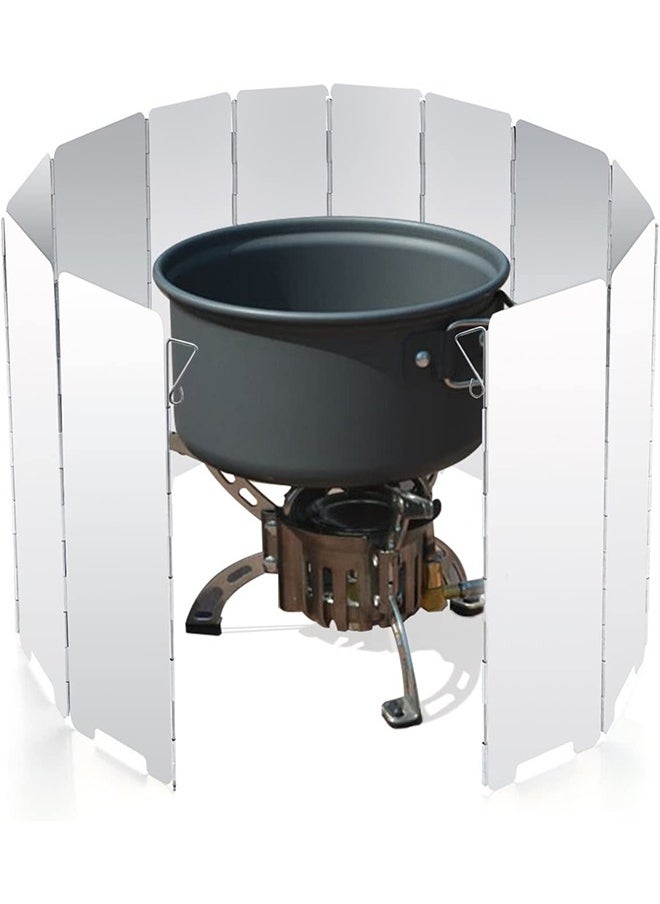 GROIC - Camping Stove Windscreen,10 Panels Wind Shield Aluminium Alloy Windshield Camp Stove Wind Screen for Stove in Camping, Hiking,Portable Outdoor Stove Wind Deflector - Image 1