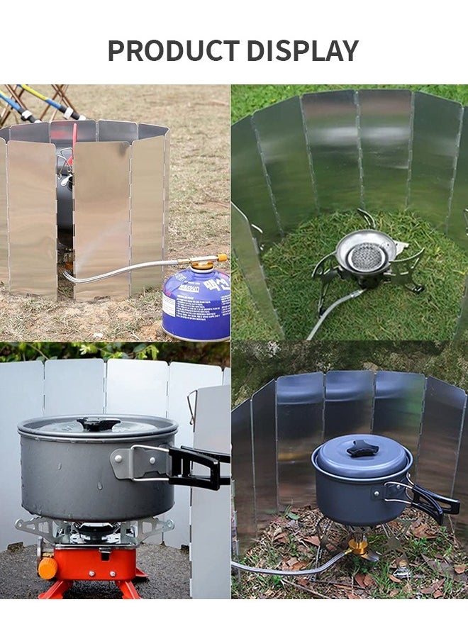 GROIC - Camping Stove Windscreen,10 Panels Wind Shield Aluminium Alloy Windshield Camp Stove Wind Screen for Stove in Camping, Hiking,Portable Outdoor Stove Wind Deflector - Image 1