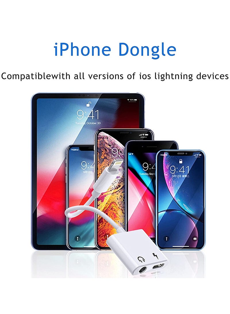 [2 in 1]Headphone Adapter for iPhone，Apple MFi Certified Lightning to 3.5mm Jack Dongle Headphone Accessories Aux Audio Compatible for iPhone 13/12/XS/7 8 Audio Earphone Adaptor Support All iOS System - Image 2