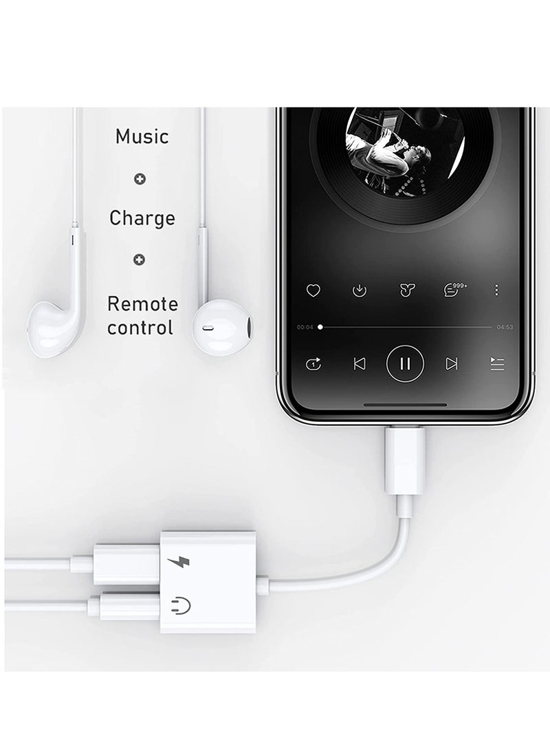 [2 in 1]Headphone Adapter for iPhone，Apple MFi Certified Lightning to 3.5mm Jack Dongle Headphone Accessories Aux Audio Compatible for iPhone 13/12/XS/7 8 Audio Earphone Adaptor Support All iOS System - Image 3