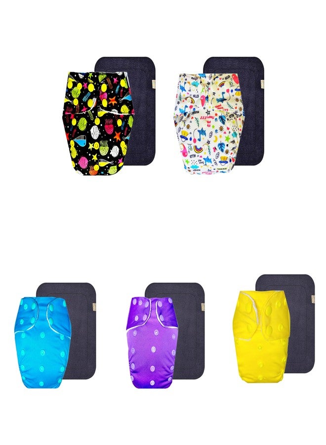 حفاضات قماشية فاخرة من دمبلدو مع حشوة رمادية (عبوة من 5) | ناعمة ولطيفة | وسادة ماصة بست طبقات | سريعة الجفاف | تغيير حفاضات بدون قلق | من 3 أشهر إلى 3 سنوات | للجنسين - Image 1