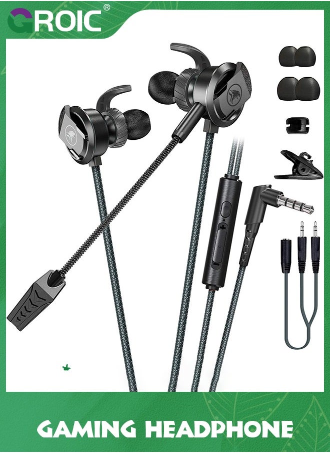 GROIC - Black 3.5 MM Gaming Headphone Wired Gaming Earphone Noise Cancelling Stereo Bass E-Sport Earphone with Adjustable Mic for PS4, Xbox One, Laptop, Cellphone, PC - Image 1