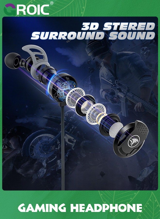 GROIC Black 3.5 MM Gaming Headphone Wired Gaming Earphone Noise Cancelling Stereo Bass E-Sport Earphone with Adjustable Mic for PS4, Xbox One, Laptop, Cellphone, PC  - Image 4