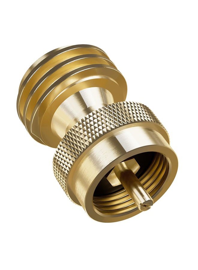 NUPICK Propane Tank Adapter, 1 lb to 20 lb Converter, Hook Up Small Propane Tanks to BBQ Grill, 100% Solid Brass Construction - Image 1