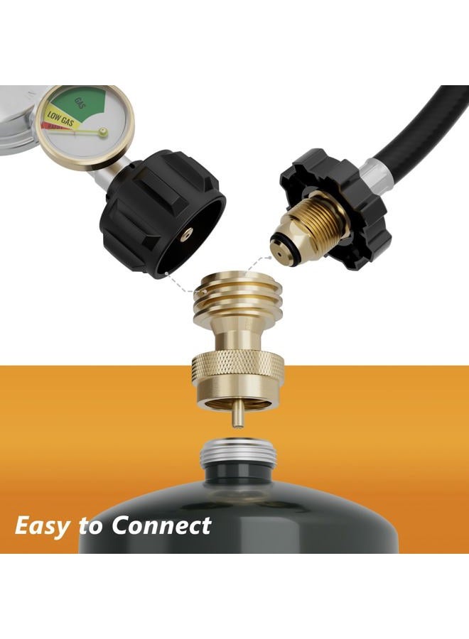 NUPICK Propane Tank Adapter, 1 lb to 20 lb Converter, Hook Up Small Propane Tanks to BBQ Grill, 100% Solid Brass Construction - Image 4