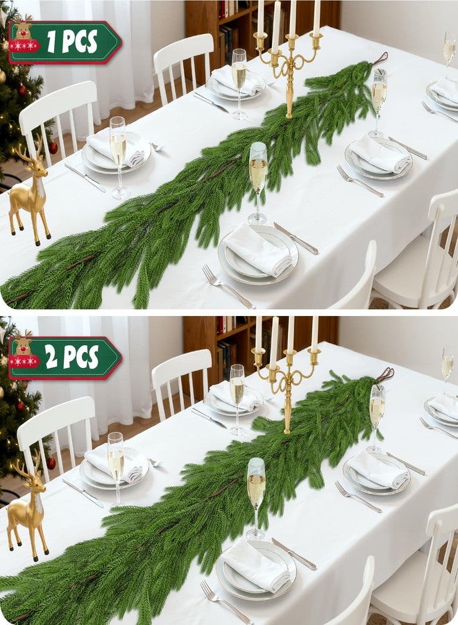VICAMB 1 Pcs 6FT Christmas Norfolk Pine Garland,Realistic Cedar Garland Artificial Pine Cypress Vines,Greenery Garlands for Holiday Xmas Indoor Mantle Decor - Image 5