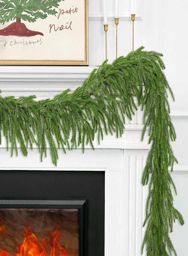 VICAMB 1 Pcs 6FT Christmas Norfolk Pine Garland,Realistic Cedar Garland Artificial Pine Cypress Vines,Greenery Garlands for Holiday Xmas Indoor Mantle Decor - Image 1