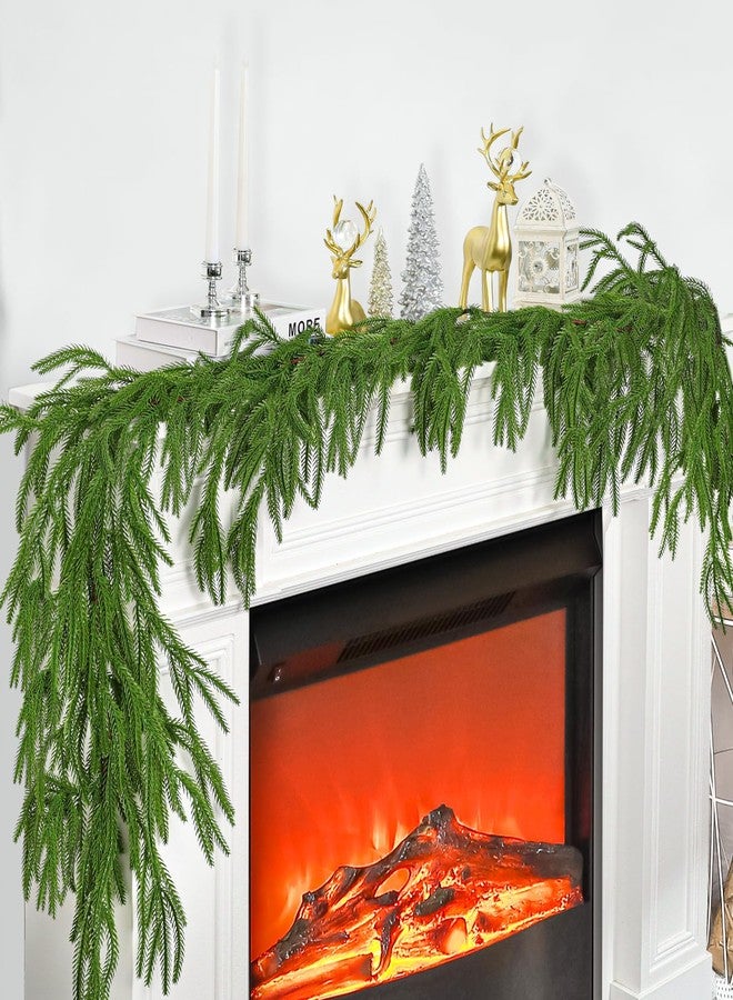 VICAMB 1 Pcs 6FT Christmas Norfolk Pine Garland,Realistic Cedar Garland Artificial Pine Cypress Vines,Greenery Garlands for Holiday Xmas Indoor Mantle Decor - Image 3