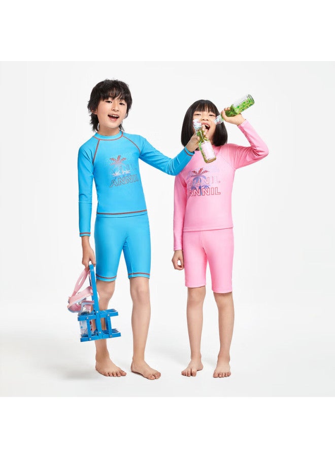 Annil Children's Clothing, Boys And Girls Two-piece Long-sleeve Swimsuit Set, Summer Sun Protection, Elastic - Image 4