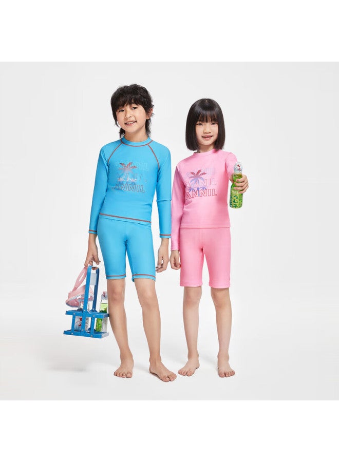 Annil Children's Clothing, Boys And Girls Two-piece Long-sleeve Swimsuit Set, Summer Sun Protection, Elastic - Image 1