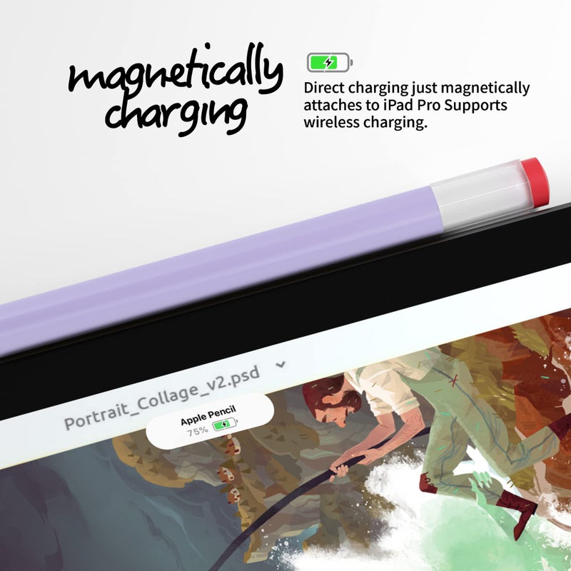 ELETIUO Silicone Case Compatible with Apple Pencil 2nd Generaion Cover,Protective Holder Grip Sleeve with Cap Accessories Compatible with iPad Pro 11 12.9 inch,Purple - Image 5