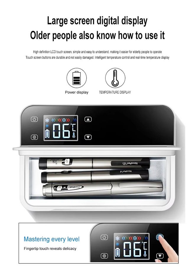 Generic - Portable Insulin Cooler Case,  Insulin Refrigerator with Temperature LED Display Screen,  Intelligent Temperature Control, Silent Operation, Keep Chilled at 2-8 Degrees, Domestic and medical (White) - Image 1