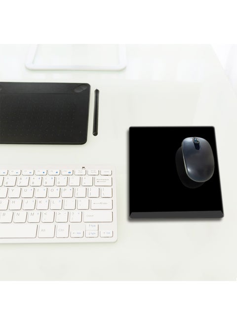 Glass Mouse Pad | Glass Desk Mat | Solid Color - Black | Small | 18CM x 22CM