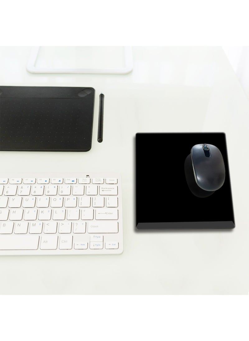 DECORITA Glass Mouse Pad | Glass Desk Mat | Solid Color - Black | Small | 18CM x 22CM  - Image 1
