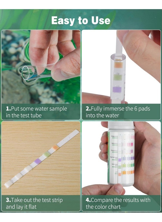 Pawfly 6 In 1 Aquarium Test Strips, 100 Strips Fish Tank Testing Strips For Ph Chlorine Nitrate Nitrite Carbonate And Hardness Water Quality Freshwater Saltwater Test Kits - Image 5