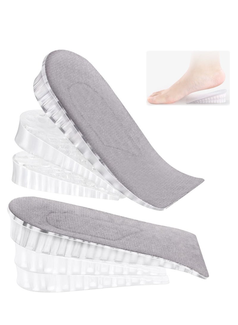 2 Pairs Heel Lift Inserts Height Increase Insole Invisible Heightening Sillicone 3-Layer Support Insoles Height-Adjustable Shoe Pads Foot Cushion for Shoes - Image 1