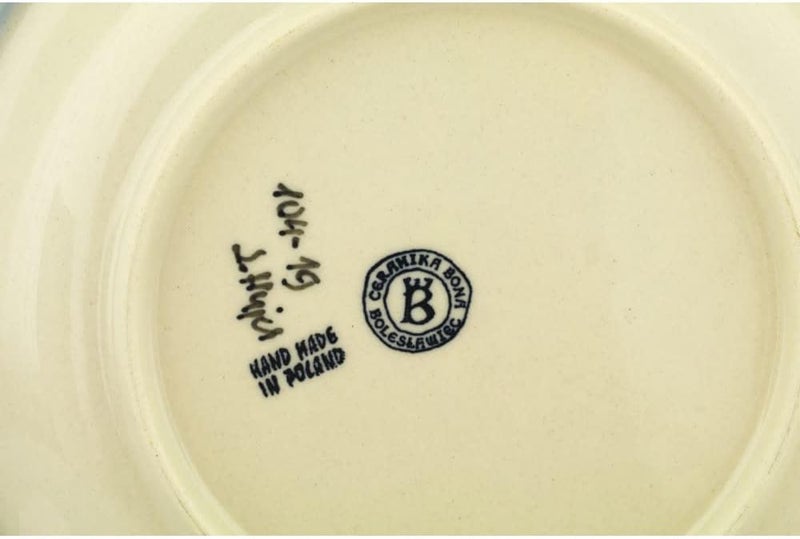 Polmedia Polish Pottery طبق غداء بولندي أصيل بتصميم زهور الربيع مصنوع يدويًا في بولسوافياك بولندا بواسطة سيراميكا بونا شهادة الأصالة - Image 4