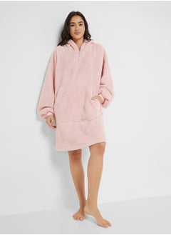 Ginger Fleece Hooded Oversize Sweatshirt Dress  - Image 1