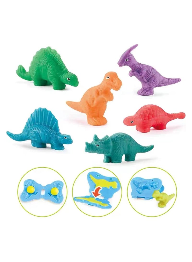 Color Dough Dinosaurs Toys, Creations Toy for Kid 5 Color Doughs 1 Plastic Knife and 6 Shape Dino, Preschool Art Toys for Toddler Girls Boys Gifts - Image 2