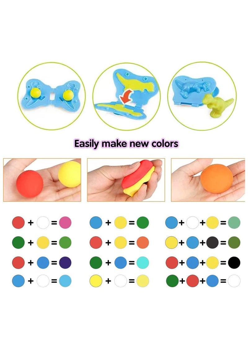 Color Dough Dinosaurs Toys, Creations Toy for Kid 5 Color Doughs 1 Plastic Knife and 6 Shape Dino, Preschool Art Toys for Toddler Girls Boys Gifts - Image 3