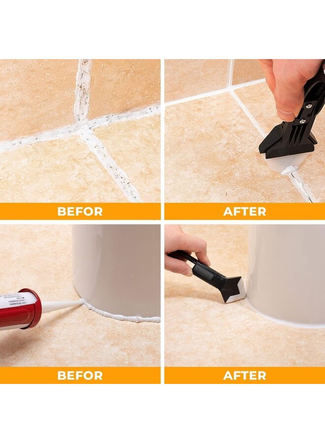 LAMAY Finishing Tool Grout Scraper (Stainless Steelhead),Caulk Remover Glass Glue Angle Scraper for Bathroom,Kitchen,Floor,Window,Sink Joint,Frames Seal(6PCS) - Image 4