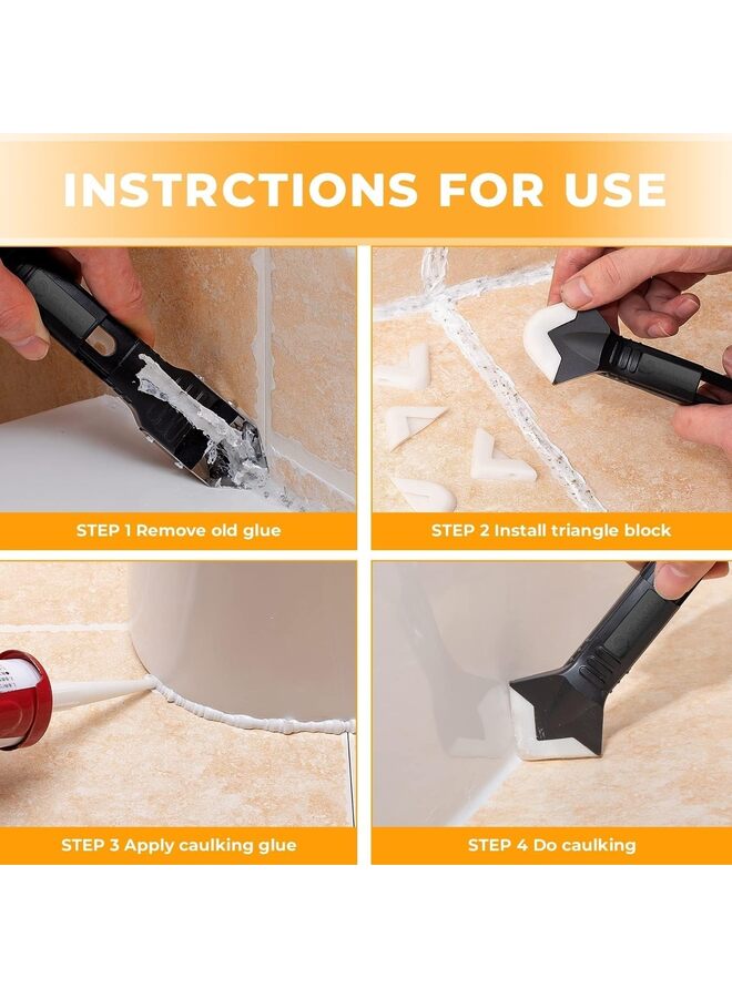 LAMAY Finishing Tool Grout Scraper (Stainless Steelhead),Caulk Remover Glass Glue Angle Scraper for Bathroom,Kitchen,Floor,Window,Sink Joint,Frames Seal(6PCS) - Image 3