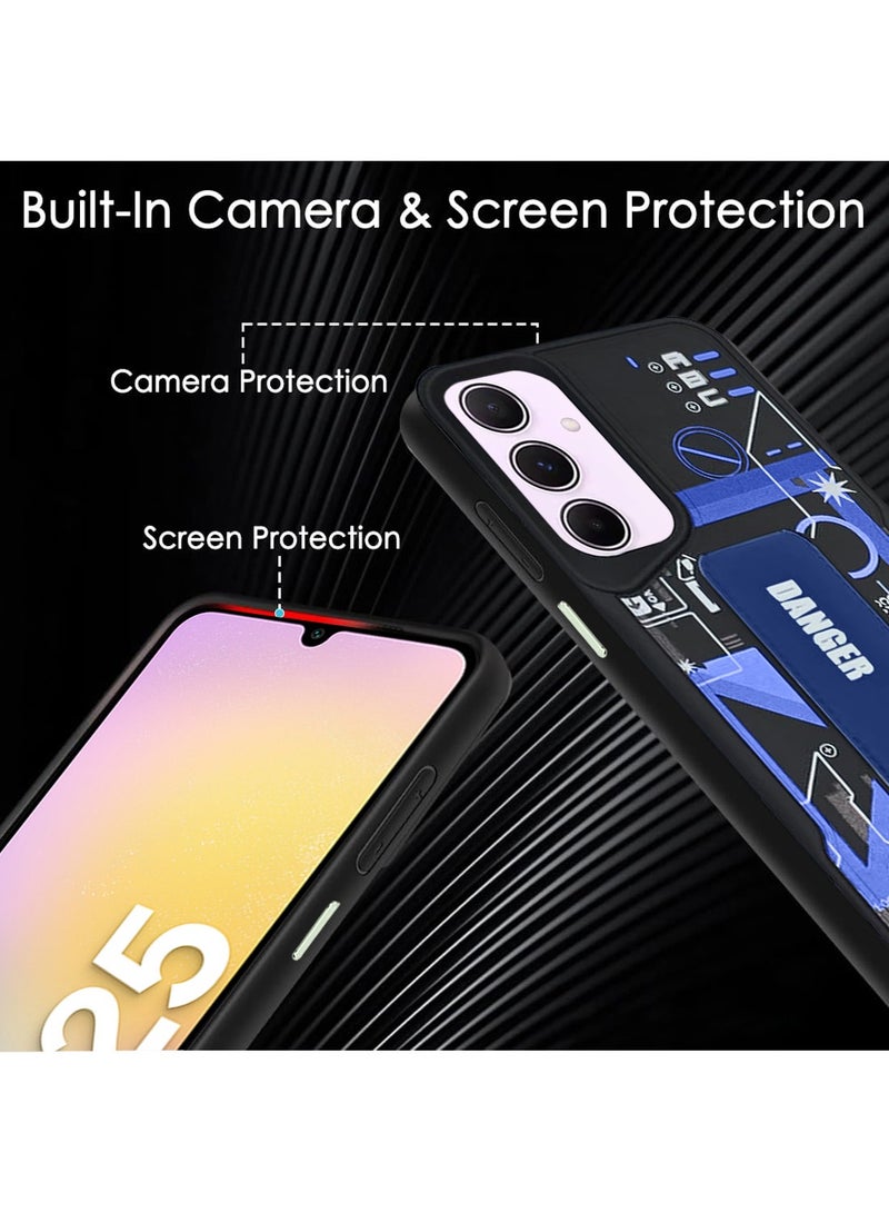 Techie غطاء ظهر سيليكون للموضة الجمالية مع قبضة يد مغناطيسية وحامل للهواتف لجهاز سامسونج جالاكسي A25 - أسود/أزرق - Image 5