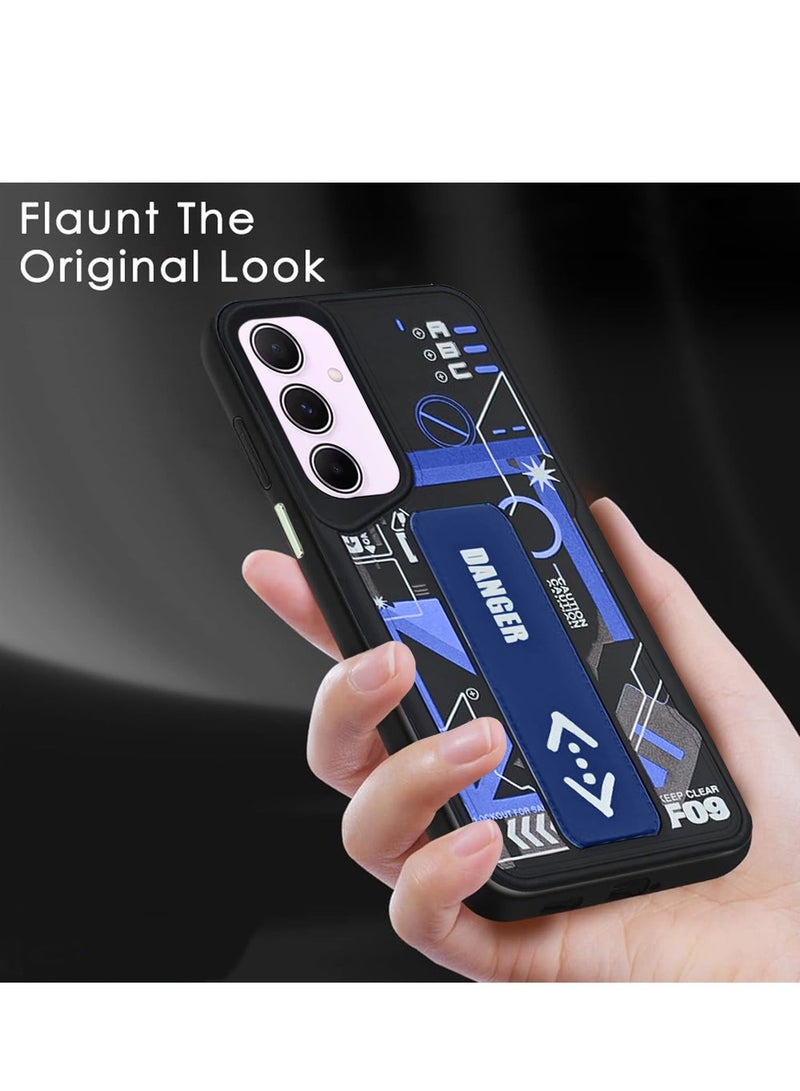 Techie غطاء ظهر سيليكون للموضة الجمالية مع قبضة يد مغناطيسية وحامل للهواتف لجهاز سامسونج جالاكسي A25 - أسود/أزرق - Image 3