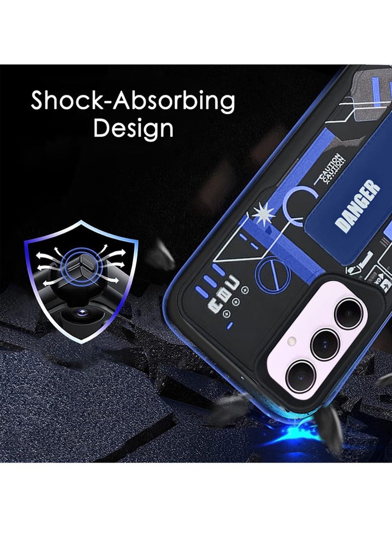 Techie غطاء ظهر سيليكون للموضة الجمالية مع قبضة يد مغناطيسية وحامل للهواتف لجهاز سامسونج جالاكسي A25 - أسود/أزرق - Image 2