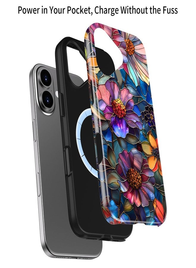 جراب Goodon لهاتف iPhone 17 بتصميم أنيق - متوافق مع Magsafe - غطاء صلب مزدوج الطبقات وغطاء سيليكون - جراب حماية للهاتف بتصميمات زهور برية للنساء - أزهار نابضة بالحياة - Image 3